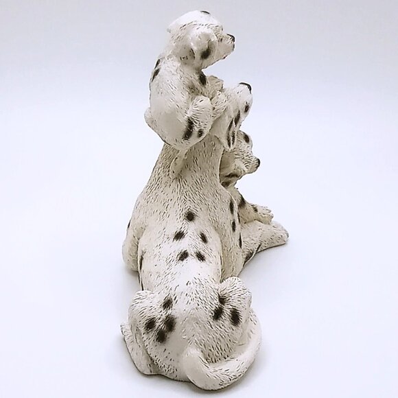 Dalmatian Family Figurine Mama Dog & Pups Resin White 4" L x 3" H Accent Decor - Picture 2 of 13